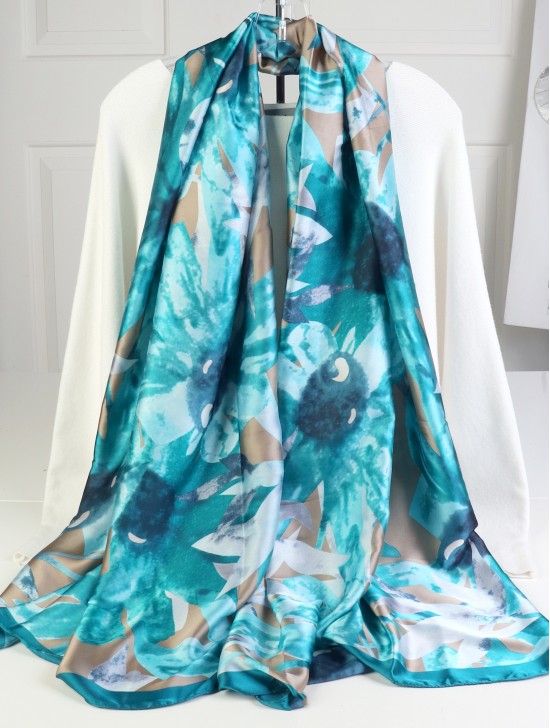 Premium Silk Feeling Spring Print Scarf